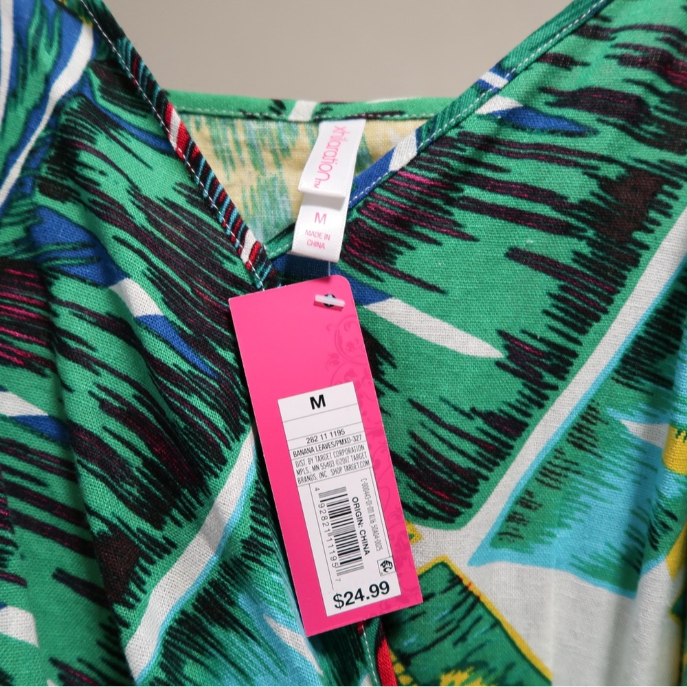 Xhilaration Tropical Wrap Mini Dress (Banana Leaves) - Picture 2 of 3
